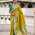 parrot green color paithani silk blend fabric woven meenakari jacquard saree