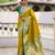 parrot green color paithani silk blend fabric woven meenakari jacquard designer saree