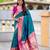 rama color paithani silk blend fabric woven meenakari jacquard designer saree