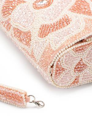 blush & bead pink & pearl white floral crystal beaded velvet clutch 8