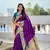 violet color paithani silk blend fabric woven meenakari jacquard saree