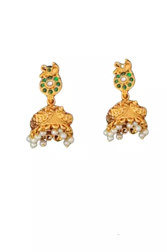 Handcrafted peacock pendant pearl necklace set for women