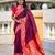 wine color paithani silk blend fabric woven meenakari jacquard designer saree