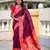 wine paithani silk blend fabric woven meenakari jacquard saree