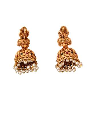 Gold plated lakshmi temple necklace with color stones 3