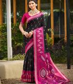 blue color soft silk blend fabric woven partywear saree