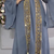  Grey Moroccan Kaftan with Heavy Golden Embroidery & Flared Sleeves