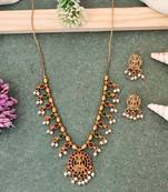 Classic antique finish lakshmi necklace with matching earrings