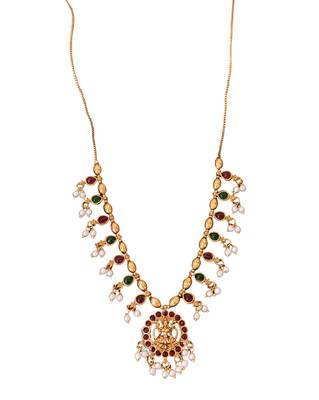 Classic antique finish lakshmi necklace with matching earrings 3