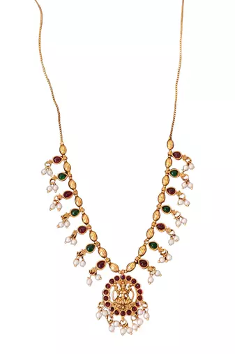 Classic antique finish lakshmi necklace with matching earrings