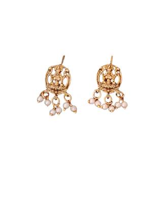 Classic antique finish lakshmi necklace with matching earrings 4
