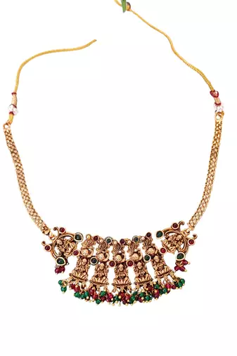 Antique temple jewellery set with goddess lakshmi motifs