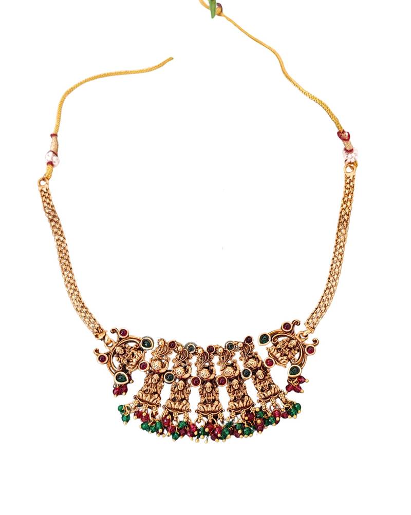 Antique temple jewellery set with goddess lakshmi motifs