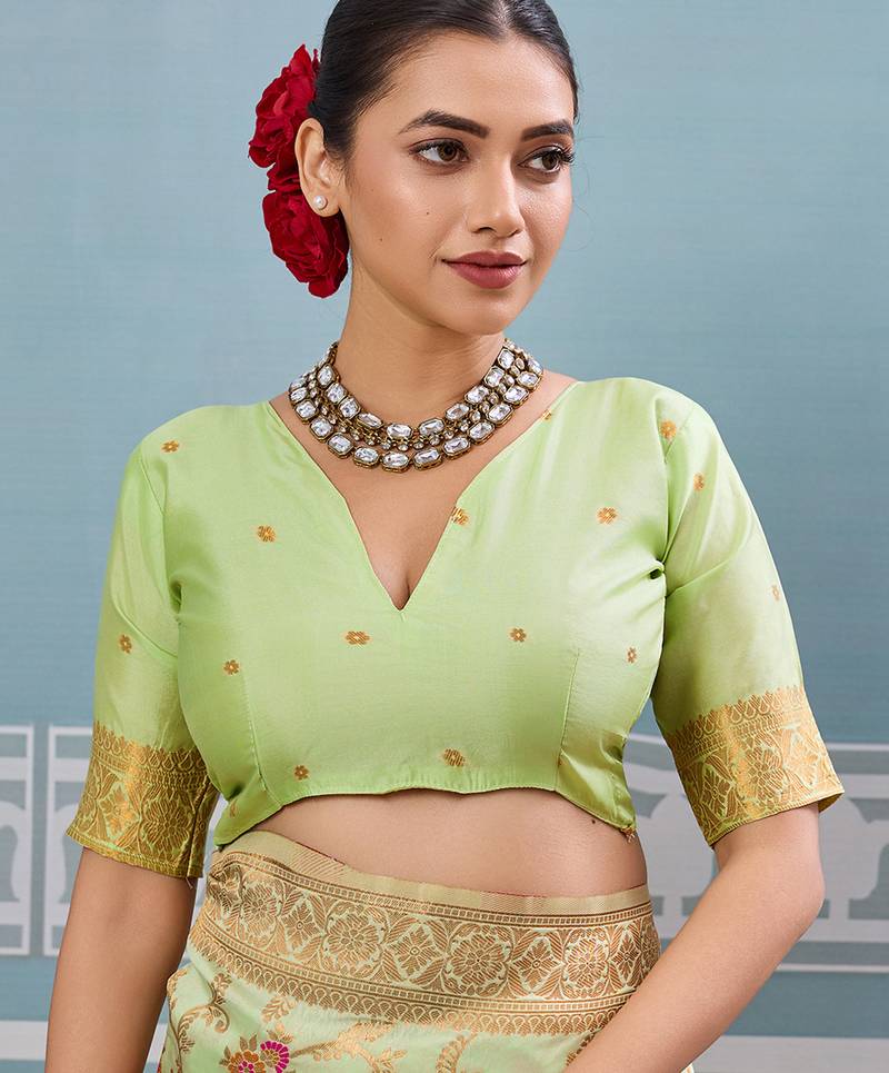 sea green color girlie woven designer ethnic saree