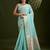 sea green color tissue linen art silk weaving checks designer graceful trendy saree