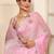 pink color organza fabric embroidery work partywear saree