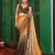 brown color chiffon fabric embroidery work partywear saree