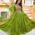 Parrot Green Faux Georgette Kutchi Gamthi Printed Gown for Women | Semi Stitched Festive & Traditional Wear Gown
