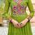 Parrot Green Faux Georgette Kutchi Gamthi Printed Gown for Women | Semi Stitched Festive & Traditional Wear Gown