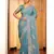 sky blue color tissue fabric embroidery work partywear saree