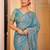 sky blue color tissue fabric embroidery work partywear saree