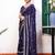blue color tissue fabric embroidery work partywear saree