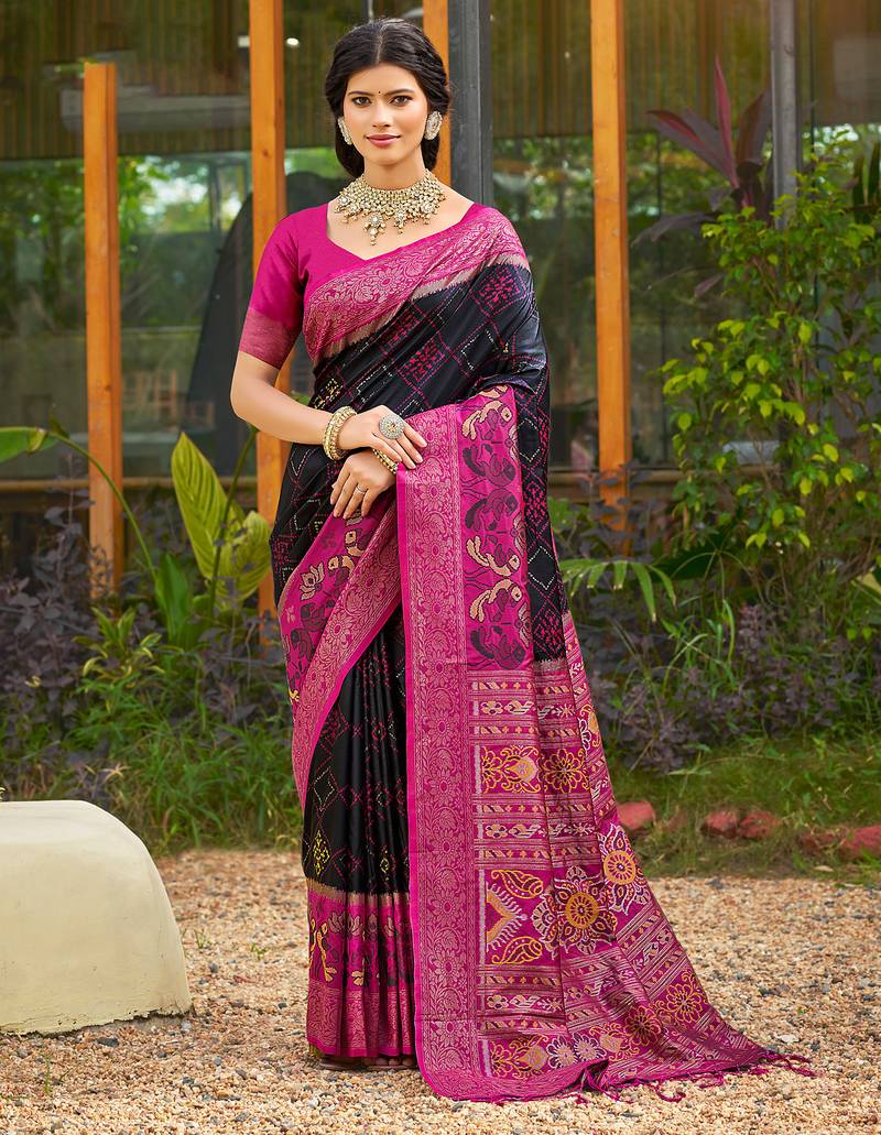 blue color soft silk blend fabric woven designer partywear saree