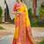 yellow color soft silk blend fabric woven designer partywear saree