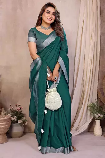 rama linen cotton woven silver zari ceremonial saree