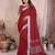 maroon color linen cotton fabric woven silver jari designer ceremonial saree