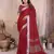 maroon color linen cotton fabric woven silver jari ceremonial saree