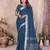 teal color linen cotton fabric woven silver jari designer ceremonial saree