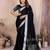 black color linen cotton fabric woven silver jari designer ceremonial saree