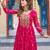 Pink Faux Georgette Kutchi Patchwork Gown for Women | Semi Stitched Festive & Traditional Wear Gown