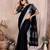 black color linen cotton fabric woven silver jari designer ceremonial saree
