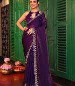 purple color tissue fabric fancy swarovski work ethnic girlie saree