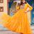 Yellow Faux Georgette Kutchi Patchwork Gown for Women | Semi Stitched Traditional & Festive Wear Gown