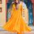 Yellow Faux Georgette Kutchi Patchwork Gown for Women | Semi Stitched Traditional & Festive Wear Gown