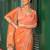 orange color tissue fabric embroidery work ethnic girlie saree