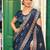 blue color chiffon fabric embroidery work ethnic girlie saree