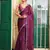 burgundy color organza fabric fancy swarovski work ethnic girlie saree