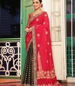 pink color viscosee rayon fabric embroidery work ethnic girlie saree