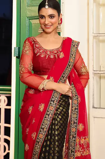 pink viscosee rayon embroidery work ethnic girlie saree