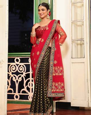 pink viscosee rayon embroidery work ethnic girlie saree 4