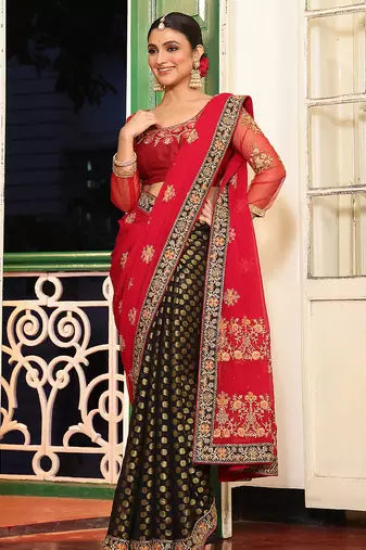 pink viscosee rayon embroidery work ethnic girlie saree
