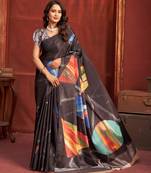 black color malai crepe art silk fabric digital printed girlie fashinova saree
