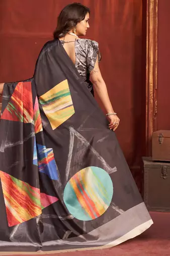 black malai crepe art silk blend digital printed girlie fashinova saree