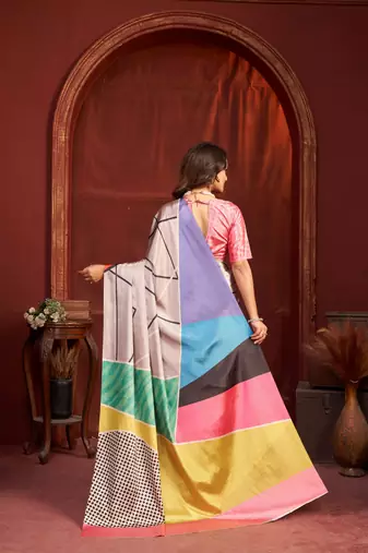 grey malai crepe art silk blend digital printed girlie fashinova saree