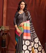 black color malai crepe art silk fabric digital printed girlie fashinova saree