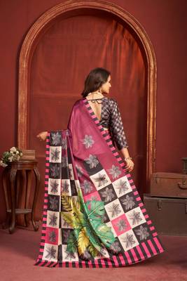 crimson red malai crepe art silk blend digital printed girlie fashinova saree 2
